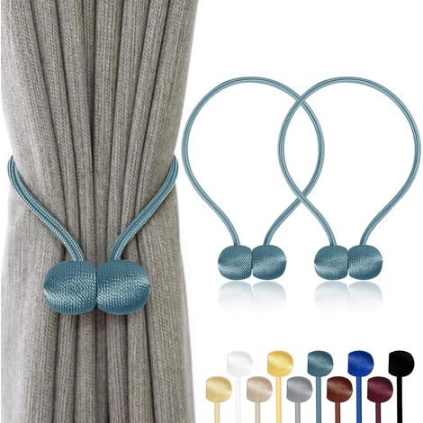Lot de 2 Embrasses Rideaux Magnétiques – 10 Couleurs, Corde Polyester Reinforcée – pour Salon, Chambre, Salle à Manger & Salle de Bain (Bleu) (1/5)