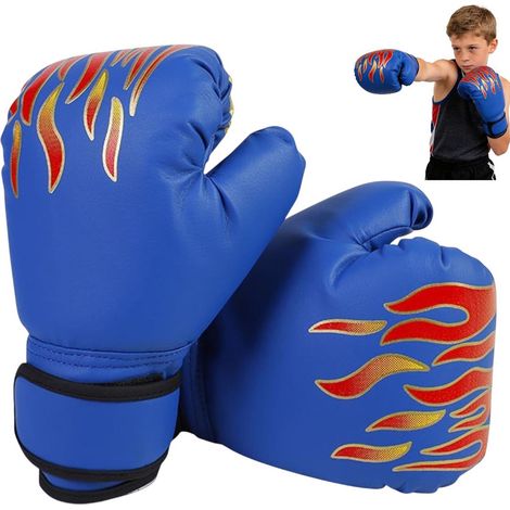Guantoni da boxe per bambini – Pelle sintetica – Chiusura regolabile in velcro – Imbottitura in schiuma – Traspiranti – Per allenamento – Età 3-10 anni – MMA, sacco da boxe (1/5)