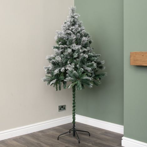 6ft Space Saving Snow Flocked Christmas Tree with Metal Stand (1/5)