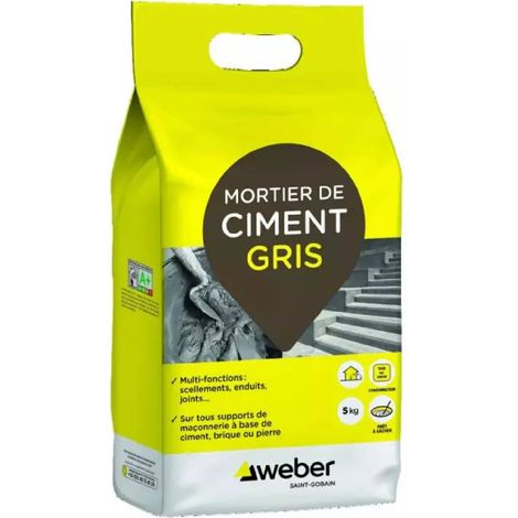Weber Saint-Gobain Ciment gris pour réparation et travaux rapides de maçonnerie, mortier, 5kg