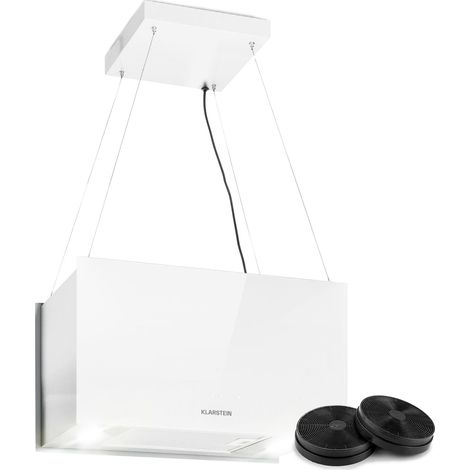 Kronleuchter L Inselabzugshaube 60cm Abluft: 590m³/h LED Touch Glas weiß (1/5)