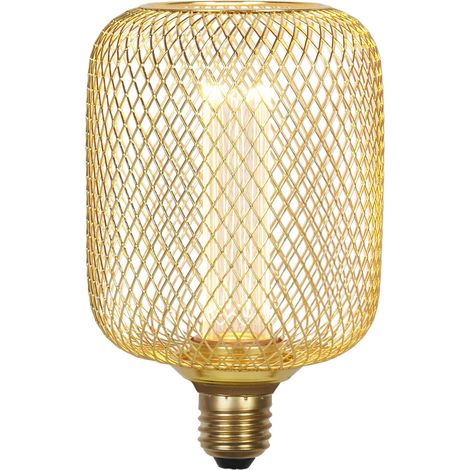 WIRE MESH EFFECT DRUM Ampoule LED deco metal dore effet grille tambour E27 240V 3.5W 120lm 1800K (1/4)