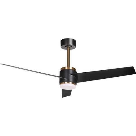 LED Ceiling Fan Black Metal Base Synthetic Blades Timer 3 Temperature Modes With Remote TROUT (1/5)