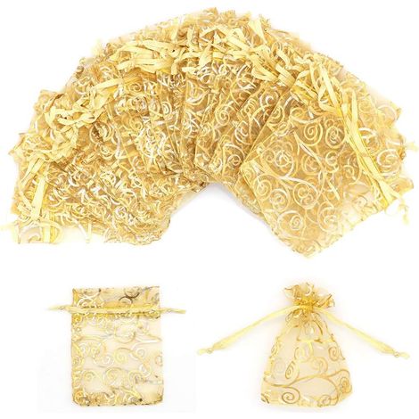 Lot de 100 sachets en organza, 8x10cm sachet organza pochette cadeau (1/5)