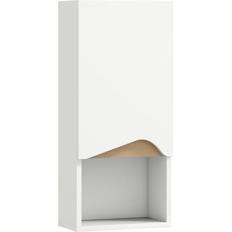 Armario de baño mural blanco con puerta soft-close y hueco abierto 30 x 17 x 67 cm (1/5)