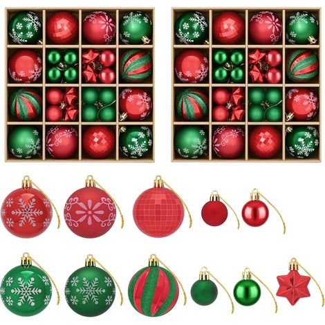 Set di Palline di Natale 88 pz Verde e Rosso Ø 6 cm Plastica vidaXL (1/5)