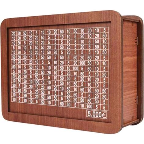 Hucha de madera - Hucha vintage - Ahorra dinero - Con contador de objetivos - 20 cm de largo - Madera natural (1/5)