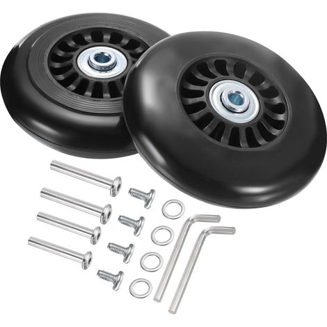 Replacement Luggage Wheels 87 x 24 mm/3.4" x 0.9" Rubber with Ball Bearings Repair Kits for Suitcases Kisses Online Skate Outdoor Black 1 Set (1/5)