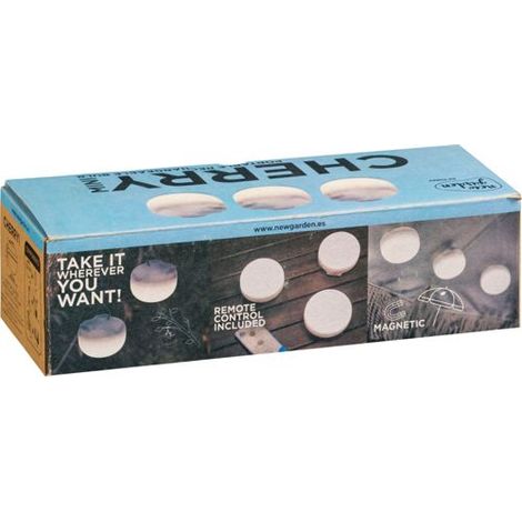CHERRY MINI Pack 3 LED-Glühbirne mit wiederaufladbarem Akku und Fernbedienung. 350 Lumen warmes Licht.
