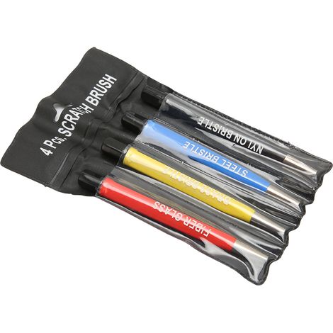 Ensemble de 4 stylos à gratter à pointe en laiton, acier, fibre de verre et nylon pour le nettoyage et l'élimination de la rouille, pour montres et applications électroniques. (1/5)