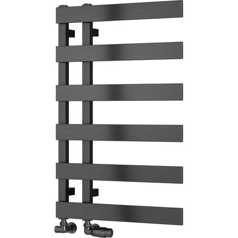Reina Florina Designer Heated Towel Rail 800mm H x 500mm W Brushed Gun Metal (1/2)