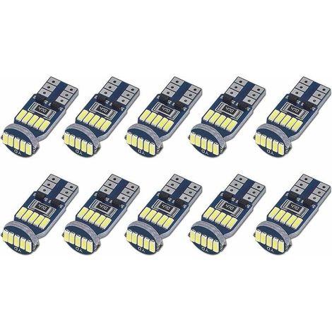 CHOYCLIT Lot de 10 Ampoules LED T10 W5W Canbus Sans Erreurs 15pcs SMD 4014 Lampes LED Voiture 194 168 2825 Blanc 6000K pour Eclairage Intérieur, Eclairage Coffre,Plaque, Feux de Position DC 12V (1/5)