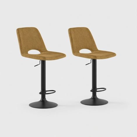 Set 2 sgabelli regolabili in tessuto easy-clean da cucina Nest - Giallo