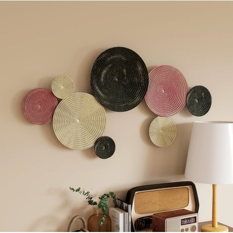 Décoration murale 110/7/58 cm en métal bronze avec 8 disques décoratifs (1/5)