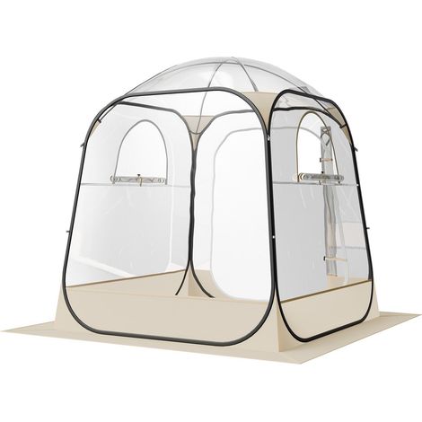 Transparentes, faltbares Bubble-Zelt (1,6 x 1,6 m) für 2 bis 4 Personen, wasserdichtes Campingzelt mit Bodenplane, ideal für Veranstaltungen und Angeln (1/5)