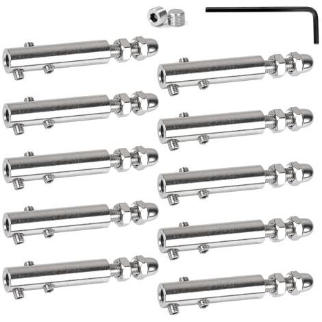 Lot de 10 Serre-câbles 6 mm Tendeur en inox avec tige filetée et clé Allen, Serre-câble en acier inoxydable pour la fixation et la tension des câbles remplissage de garde-corps, balustrades (1/5)