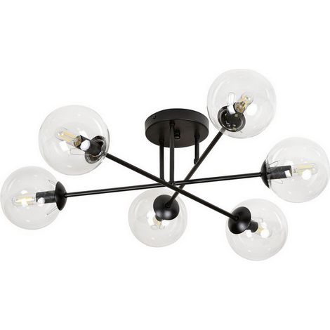 Lampada a Soffitto Brendi, Acciaio verniciato a polvere, Vetro, Nero, 75x26x75 cm (1/5)
