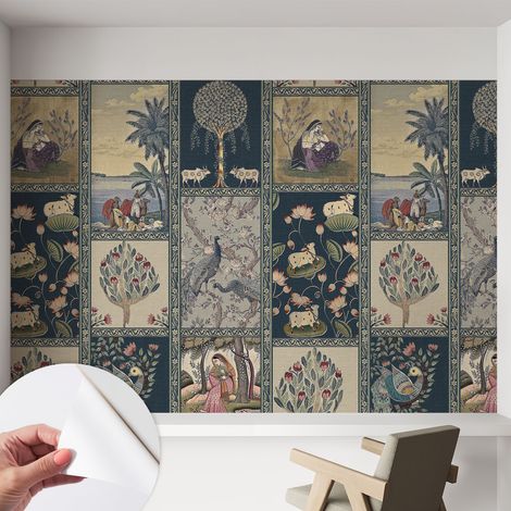 Papier peint autocollant adhésif avec imprimé motifs uniques apparence moderne Scène romantique 152x104 cm (1/5)