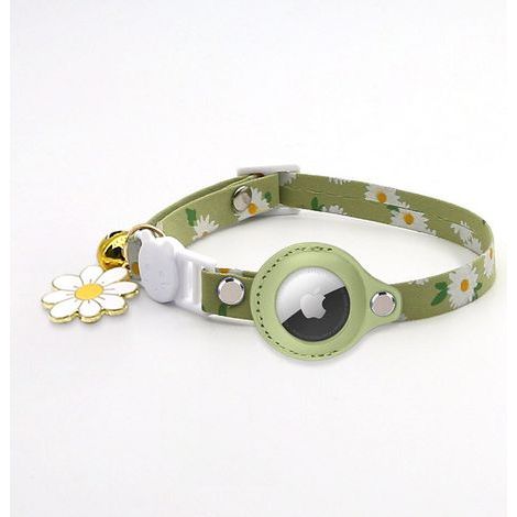 Stück grünes Airtag-Katzenhalsband, verstellbares bedrucktes Airtag-Katzenhalsband mit Glöckchen, Silikon-Schutzhülle kompatibel mit Apple Airtag, Sicherheitsverschluss mit Sollbruchstelle für Kätzche (1/5)