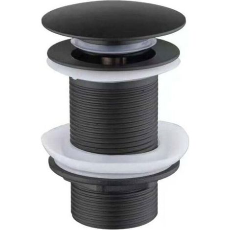 Bouchon de vidange pop-up sans débordement - ZOR® - Noir mat - Laiton massif - Anti-déversement - Joints en silicone (1/4)