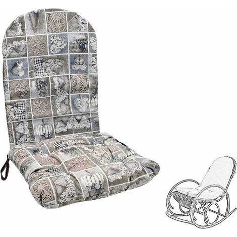Coussin pour rocking chair grosse semelle en bambou avec motif coeurs
