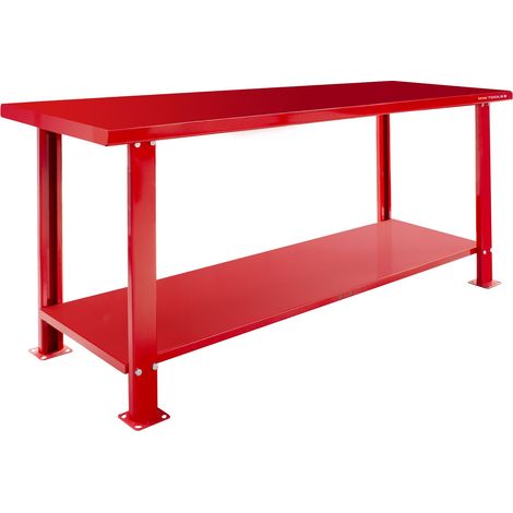 Mw Tools – Établi en métal 200 cm – Épaisseur de plateau 2,5mm – Cadre robuste – Peinture époxy rouge – DER2000A (1/2)