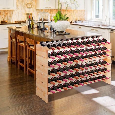 72 Bottles Stackable Wine Holder 6-Tier Wooden Wine Rack Free Standing Wine Bottle Display Storage Organizer (1/5)
