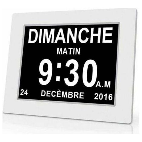 Horloge calendrier numérique One Piece 7 pouces avec date et heure, horloge Alzheimer pour parents, rappel de médicaments pour grands-parents et enfants - Blanc - 20414324mm..DEBUNS
