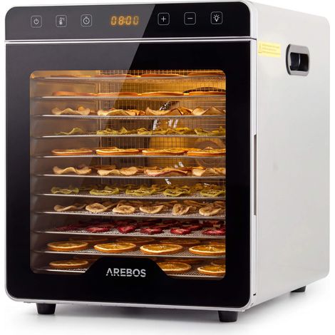 AREBOS Dörrautomat 800 W, 29 L, 12 Edelstahlgitter, 30–85 °C, 24 h Timer, Touchdisplay, LED (1/5)