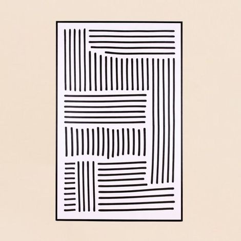Toile imprimée motifs géométriques noirs et blancs 60x90cm (1/5)