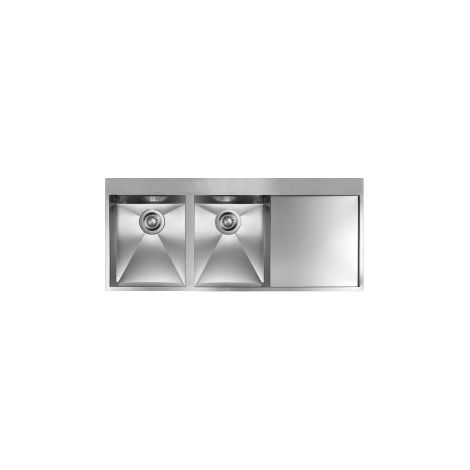 Lavello FILOQUADRA MIX 116X50 2 vasche sinistre+ gocciolatoio ACCIAIO INOX (1/5)
