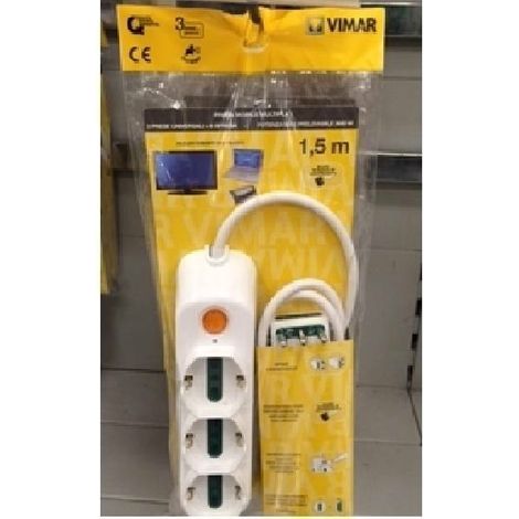 Multipresa 3 schuko + 6 low +1,5mt cable + white color switch fp00533.c.b