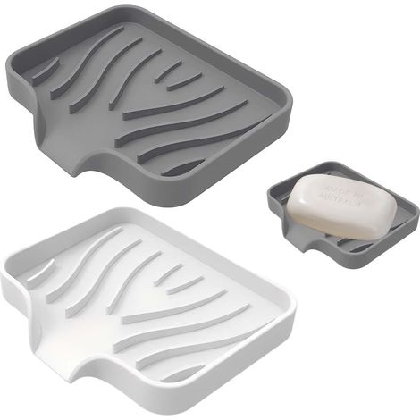2 Pièces Porte-savon,Silicone,Antidérapant,Évacuation,Eau,Salle De Bain,Cuisine