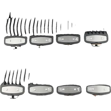 Peines guía para cortapelos, juego versátil de 8 piezas, accesorio duradero para peinar el cabello, color negro. (1/2)
