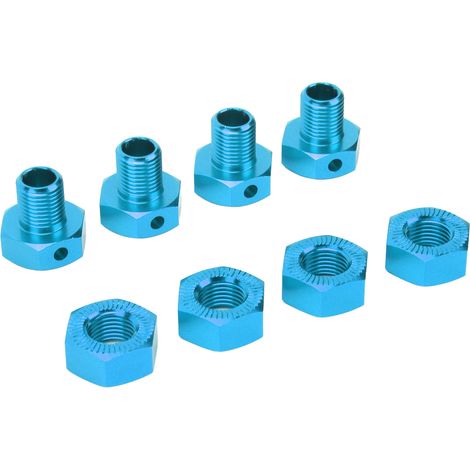 Lot de 4 coupleurs hexagonaux de roue en alliage d'aluminium de 17 mm pour camion RC série JLB 1/10, entraînement hexagonal bleu (1/5)