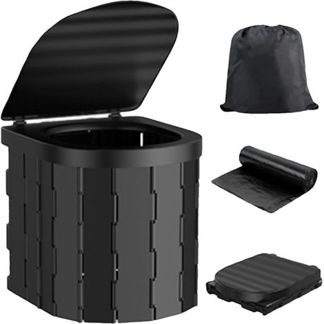 Toilettes de camping, toilettes portables pour adultes et enfants, pot Porta pliable et étanche pour camping, voiture, seau, voyage, plein air, randonnée, excursions, bateau, plage, tente (1/5)