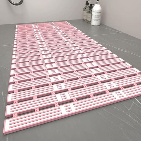 Tapis de douche antidérapant et résistant aux moisissures, 90 x 40 cm, tapis de receveur de douche, carrelage de salle de bain, baignoire (rose) (1/5)