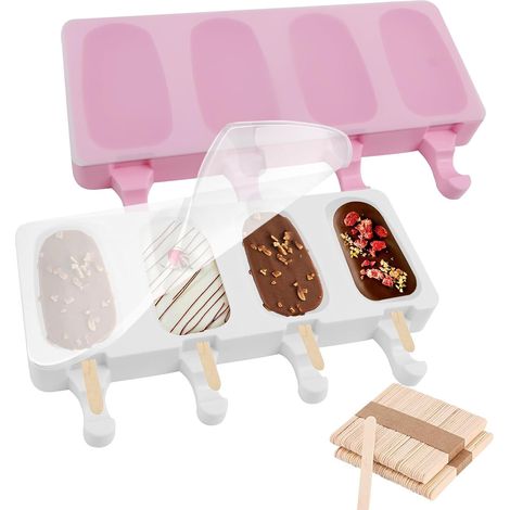 2er-Pack Silikon-Eisformen (für 100 Eisstiele), Kuchenformen, wiederverwendbar, Silikon-Eisformen, Eis am Stiel-Formen, Eisformen für gefrorene Eiswürfel, Eis am Stiel-Formen