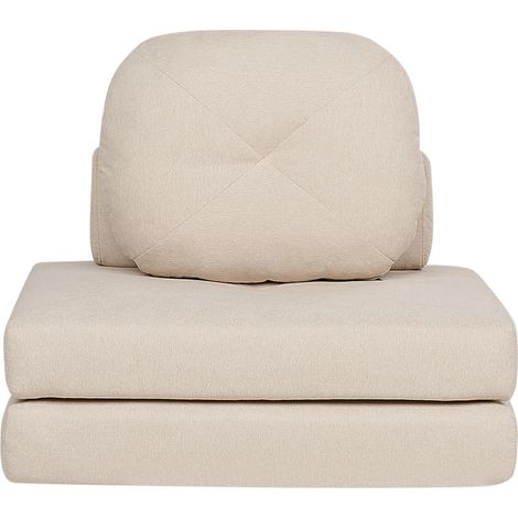 Sofá cama moderno minimalista de tela de 1 plaza puf cama individual con cojín beige Olden