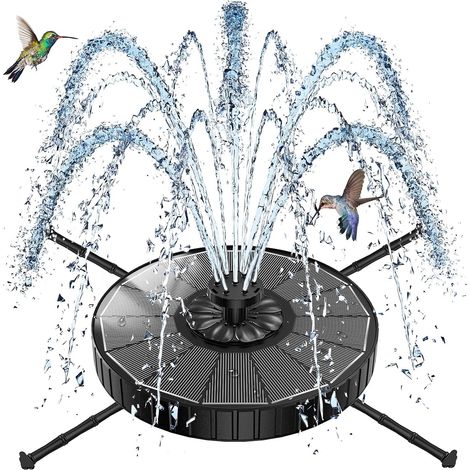 Fontaine Solaire Extérieure Flottante, 3.5W Pompe pour Bassin Jardin 2026 Améliorée, 3 Hauteurs de Jet, Fontaine Solaire avec 8 Buses & 4 Tiges Rotative pour Bain d'oiseaux Fontaines Extérieure