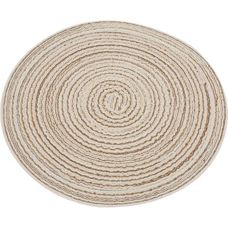Set de table rond en ramie style japonais, joli tapis isolant pour table en ramie (S beige) (1/5)