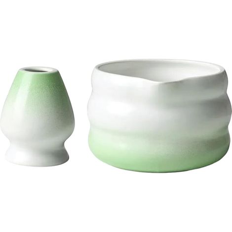 1 bol à thé matcha, bec verseur, céramique émaillée main, intérieur blanc, support fouet, rituel japonais (1/5)