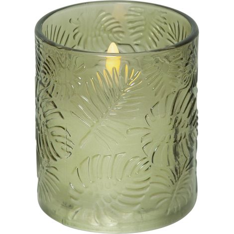 Star Trading Feuille de bougie LED en cire, verte, 8,5x10cm