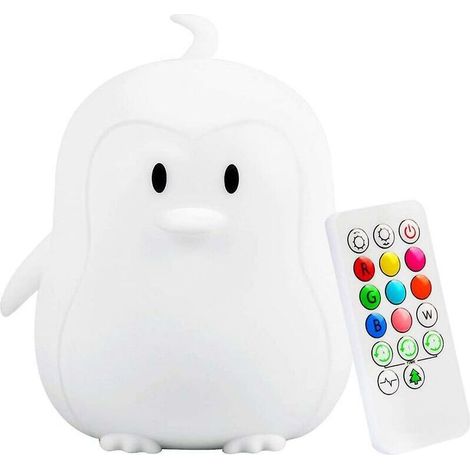 Children's Night Light (Silicone Light) USB Rechargeable Penguin Night Light, 9 Color Changing with Touch Sensor and Remote Control