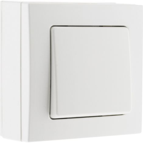 Interrupteur va-et-vient blanc 230V – Pose en saillie avec bornes automatiques – Compatible moulures standards – 2300W certifié CE et NF – Bel'Vue