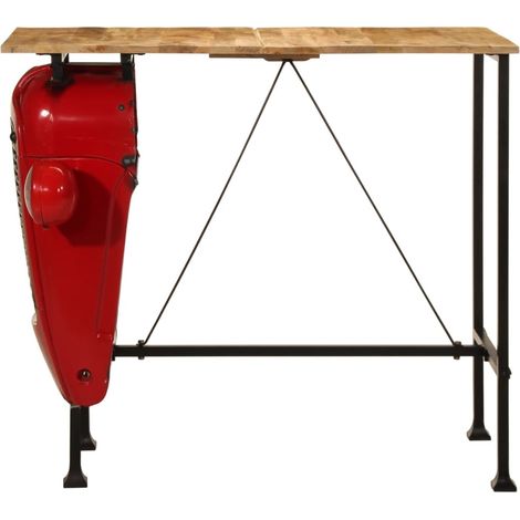 Table de bar forme de tracteur bois de manguier massif (1/5)