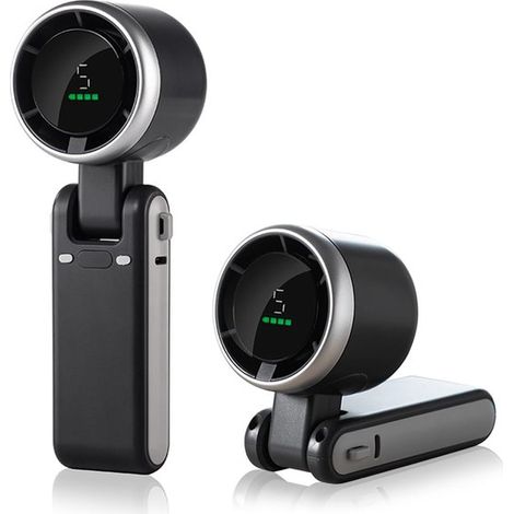 Mini ventilatore portatile - Batteria ricaricabile da 3600 mAh con display a LED - Ventilatore 3 in 1 pieghevole a 180° con 5 velocità del vento - Adatto per viaggi, attività all'aperto e casa - Nero 