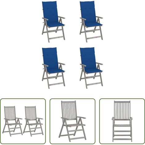 Hochlehner - Hochlehner Verstellbar 4 Stk. mit Auflagen Massivholz Akazie (1/5)