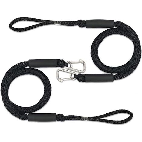 Lot de 2 Cordon pour Bateau, Lignes d'amarrage Élastiques avec Crochet, Corde de Dock Tressée pour Jet Ski, Ponton, Kayak - Accessoires d'Amarre Double (1/4)