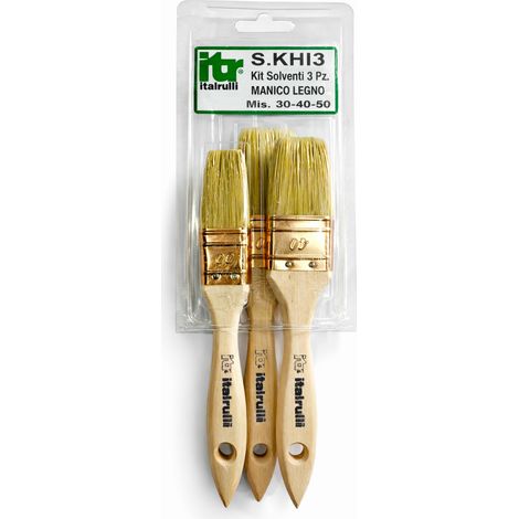 KIT PENNELLESSA P/SOLVENTE MANICO LEGNO 30-40-50  3PZ- ITALRULLI- 6,0 pz